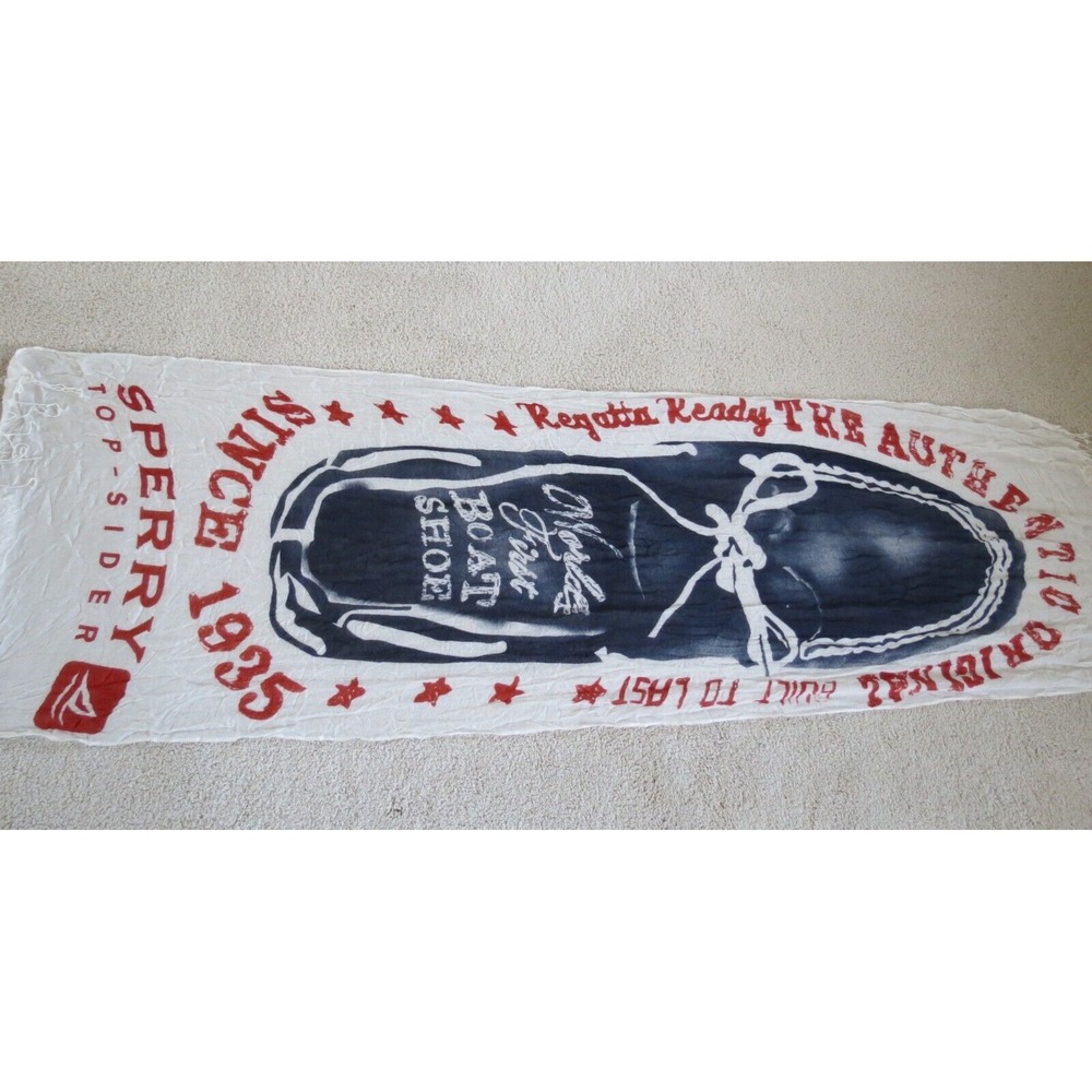 Sperry Top-Sider Scarf Red White Blue Regatta Ready Fringe Nautical Boat Shoe